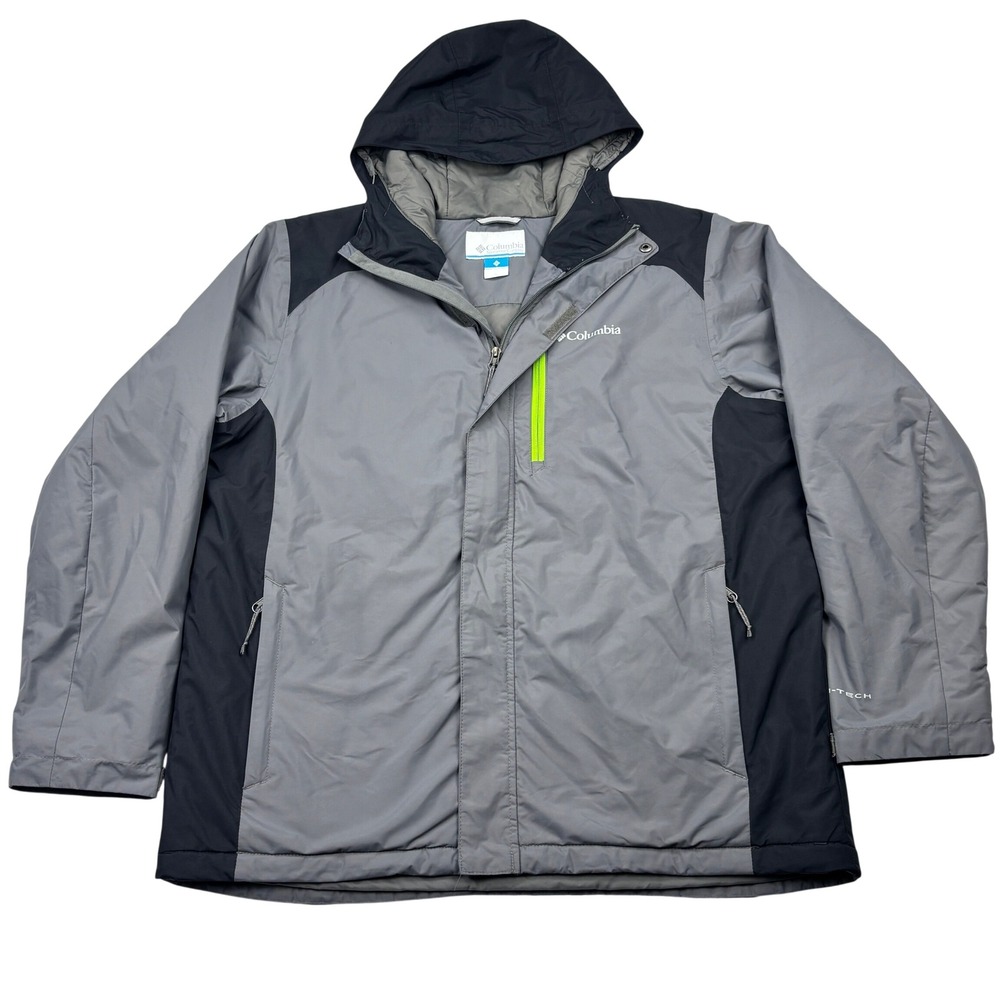 Columbia Jacket Mens Large Gray Black Tipton Peak Omni Heat Insulated Hooded L